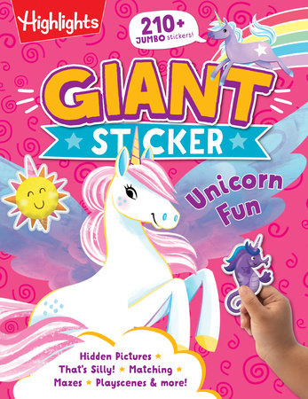 giant sticker book cover with a unicorn