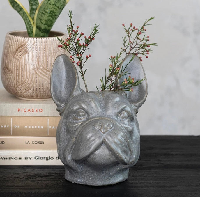 French Bulldog Head Vase