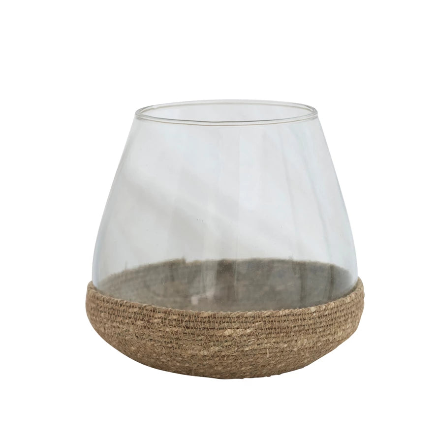 Glass Candle Holder/Vase with Jute Base