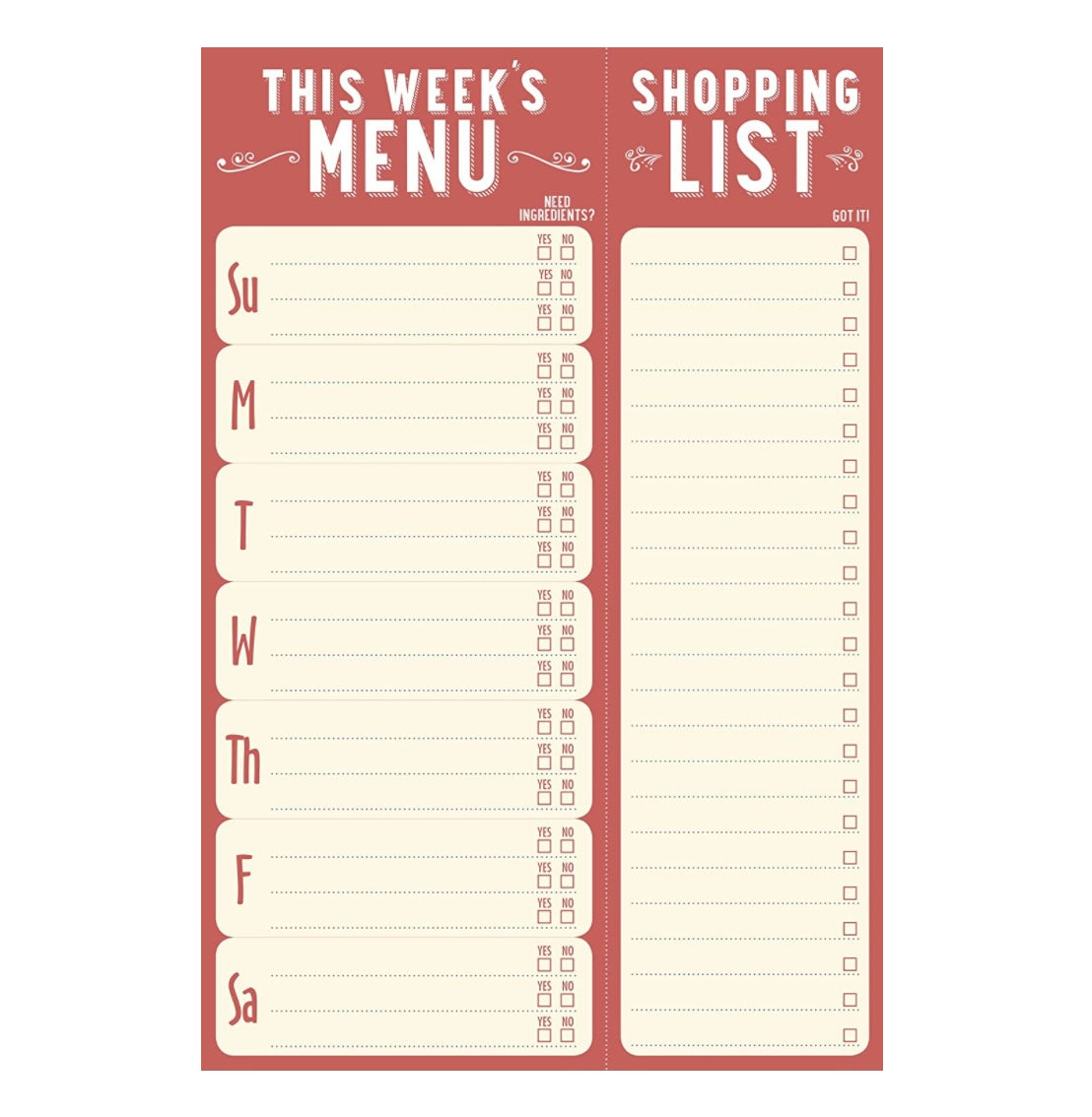 This Week's Menu Note Pad General Store of