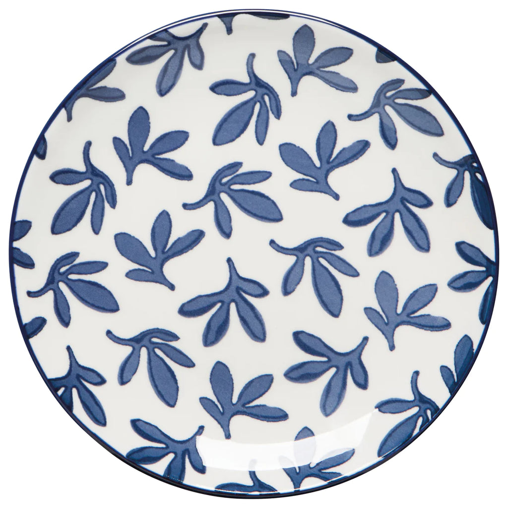 blue floral patterned appetizer plate 