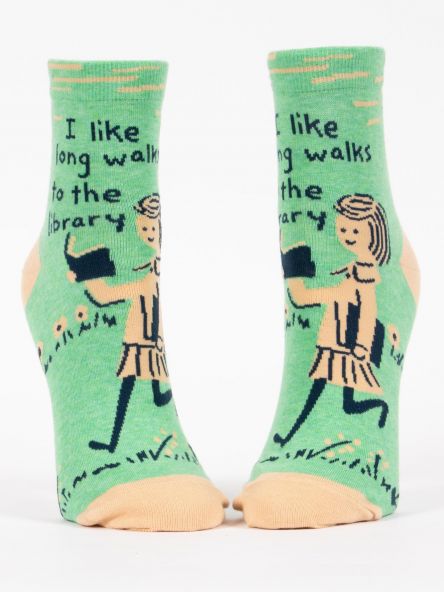 I LIKE LONG WALKS TO THE LIBRARY ANKLE SOCKS by Blue Q