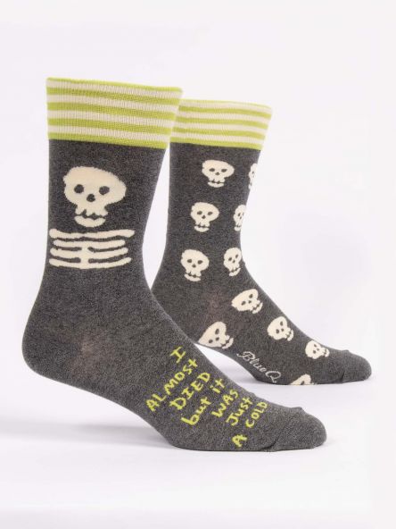 I ALMOST DIED BUT IT WAS JUST A COLD MEN'S-CREW SOCKS by Blue Q