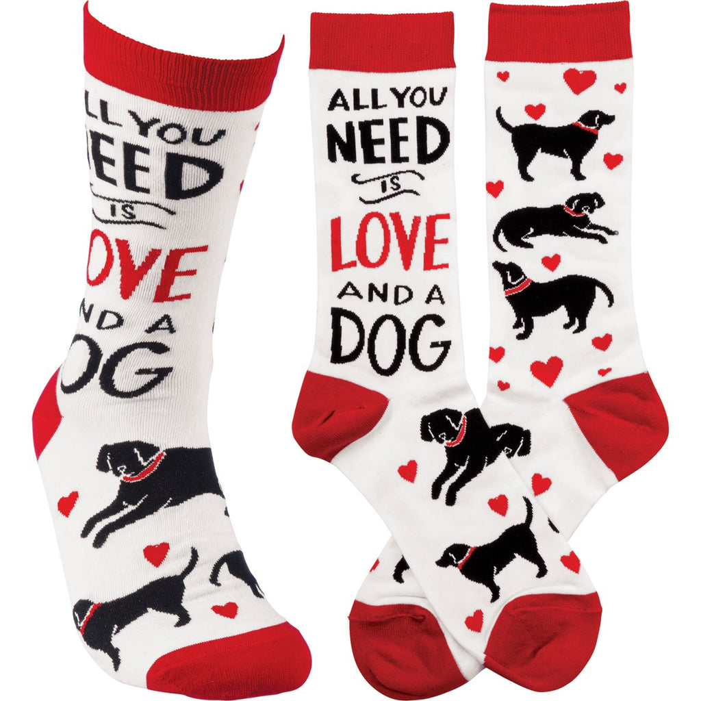 All you Need Is Love And A Dog Socks by Primitives By Kathy
