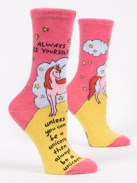 ALWAYS BE YOURSELF UNLESS YOU CAN BE A UNICORN W-CREW SOCKS by Blue Q