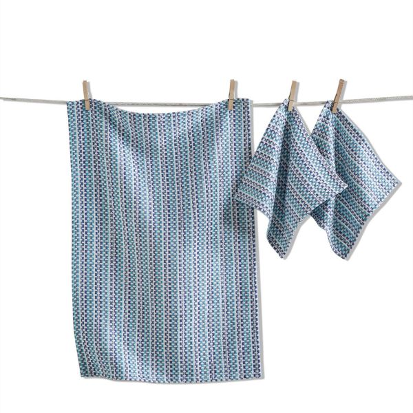 Variegated Dish Towel & Cloth Sets  TAG Blue  