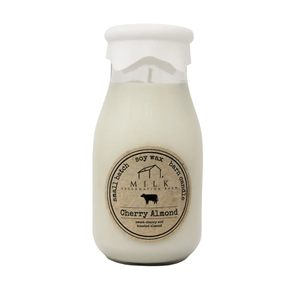 Milk Bottle Candles  Milk Reclamation Barn Cherry Almond  