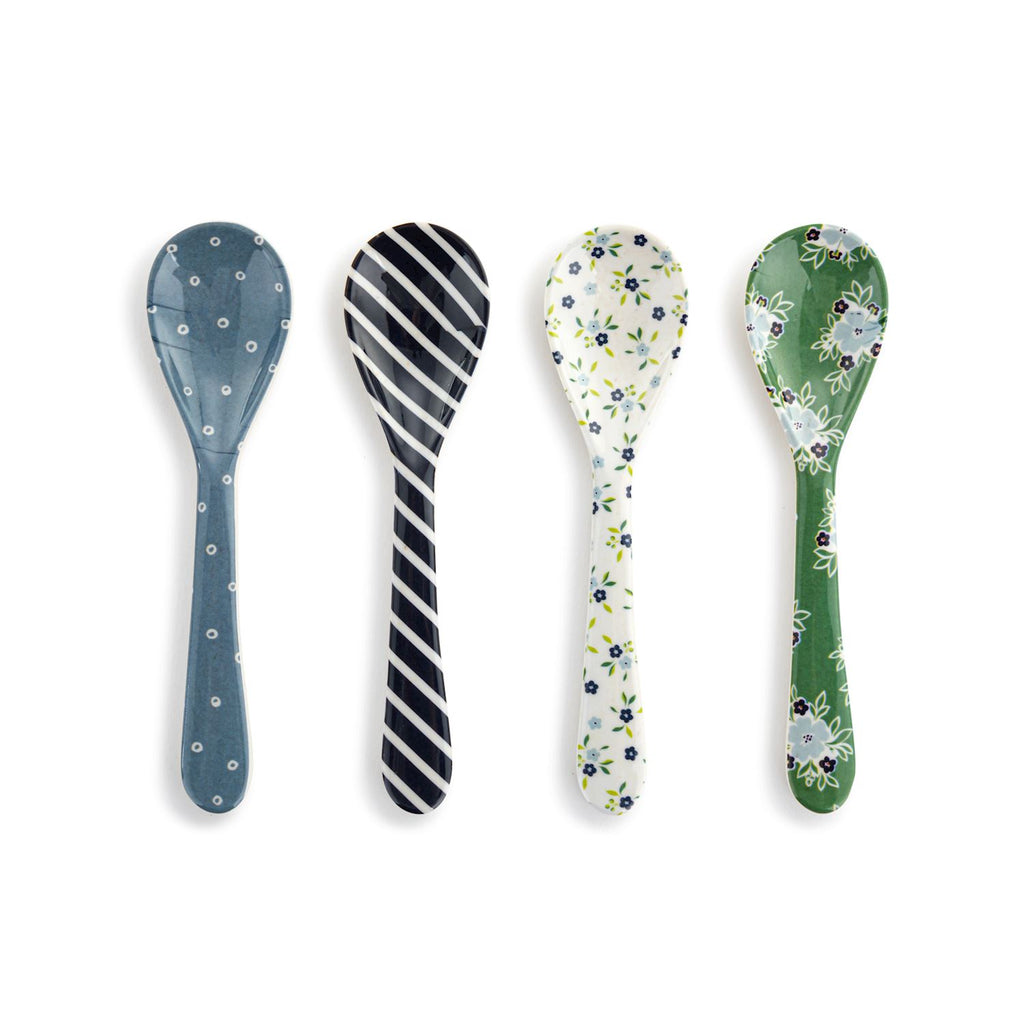 Blue Tones Bamboo Melamine Spoons Set