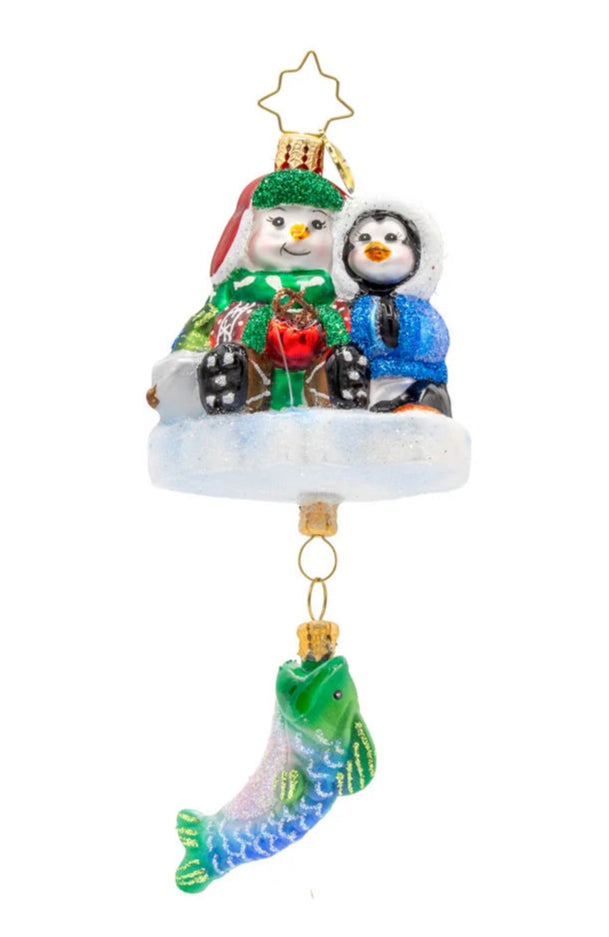 Ice Fishing Snow Pals Gem ornament