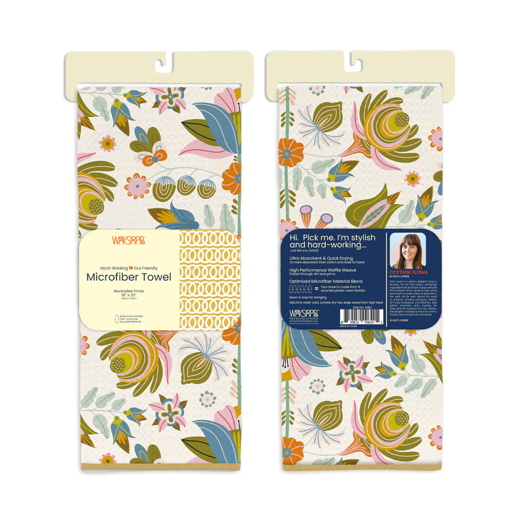 a microfiber towel that has a floral pattern on it
