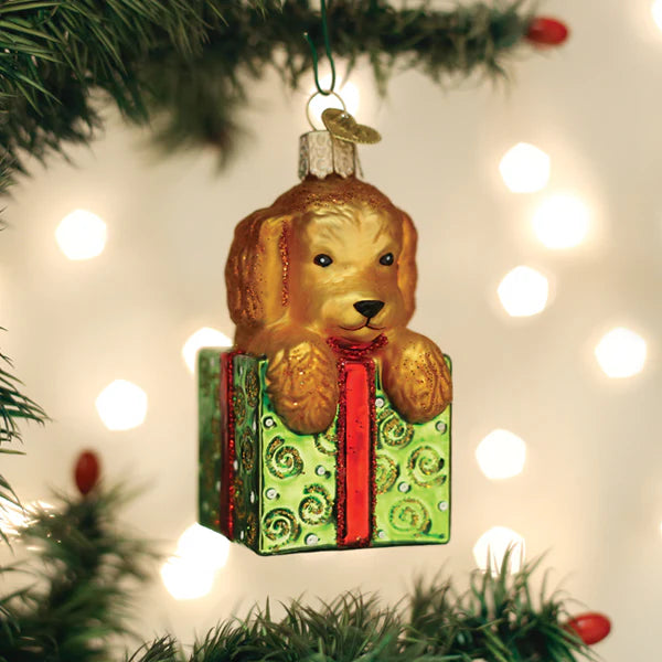 Doodle Puppy Surprise Ornament  Old World Christmas   