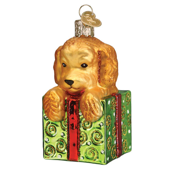 Doodle Puppy Surprise Ornament  Old World Christmas   