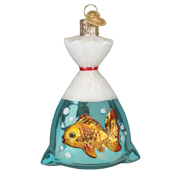 Goldfish In A Bag Glass Ornament