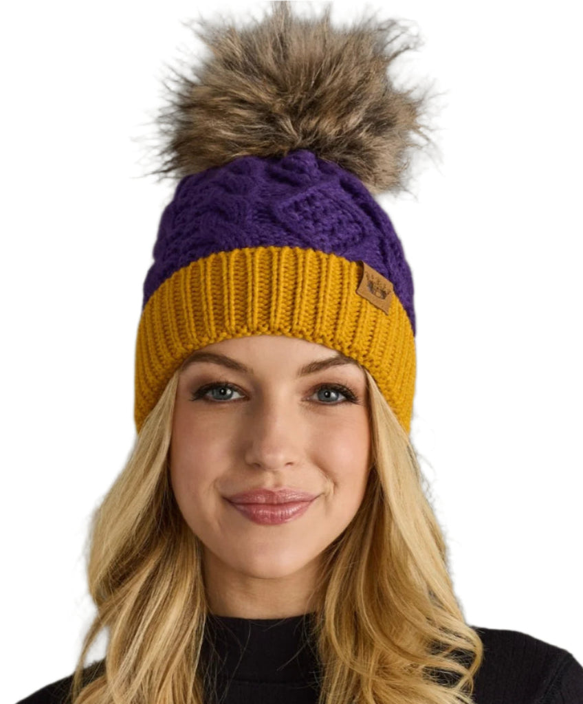 Purple & Gold Trim Pom Hat