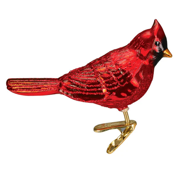 Shiny Red Northern Cardinal Ornament  Old World Christmas   