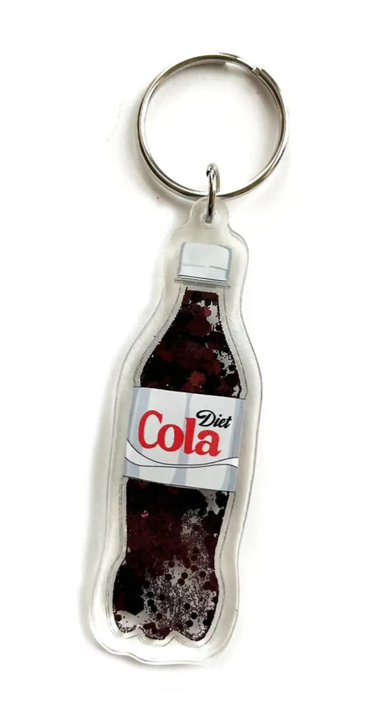 Diet Coke Liquid Glitter Sparkle Keychain