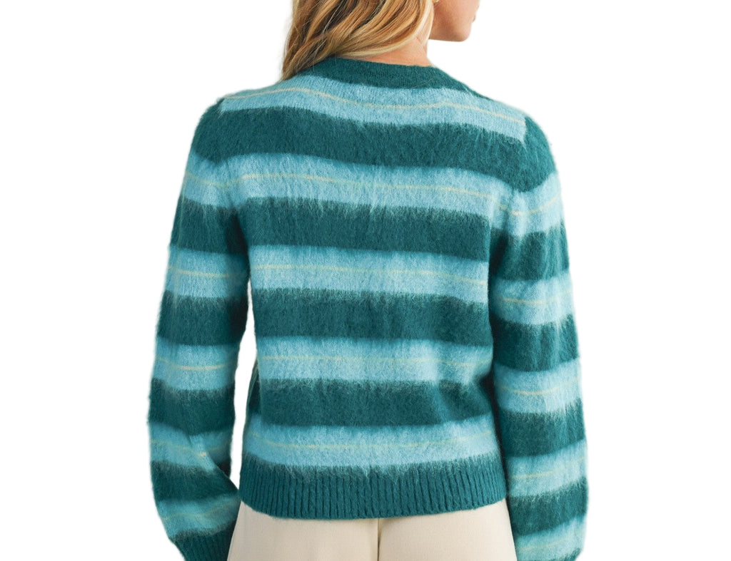 Teal Striped Sweater Cardigan