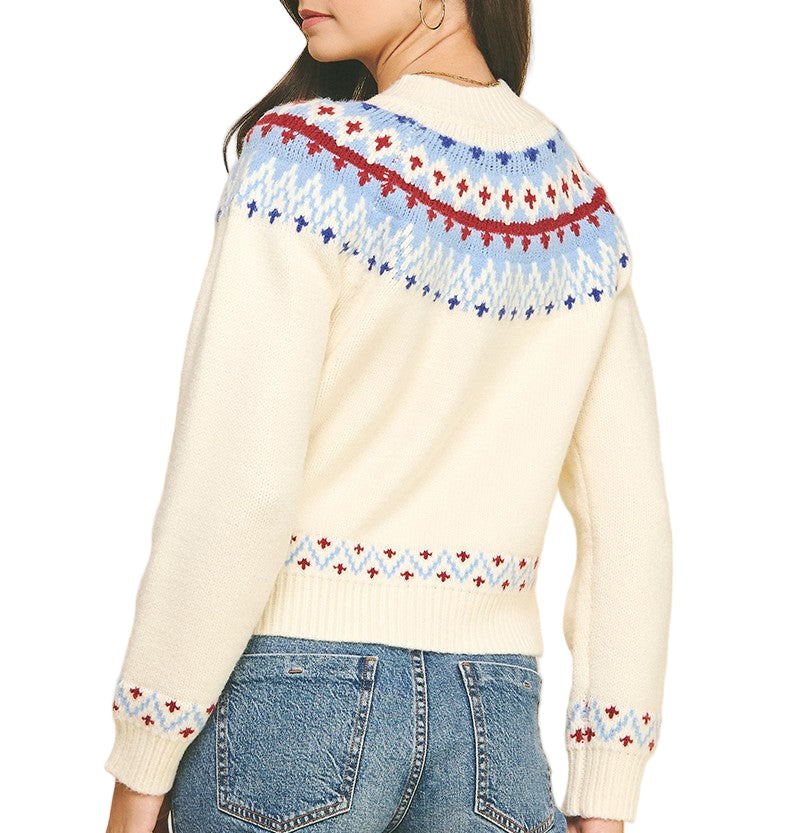 Ivory Nordic Pattern Cardigan