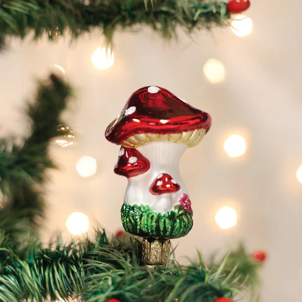 Clip-On Mushrooms Glass Ornament  Old World Christmas   