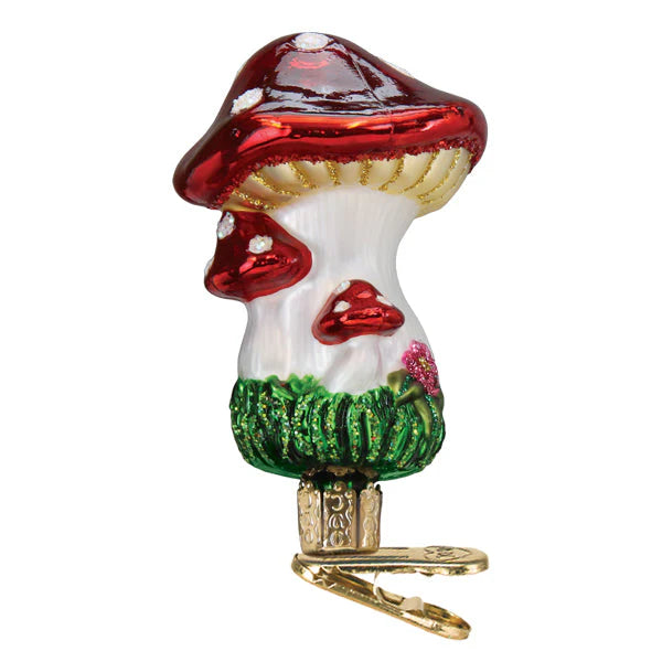 Clip-On Mushrooms Glass Ornament  Old World Christmas   