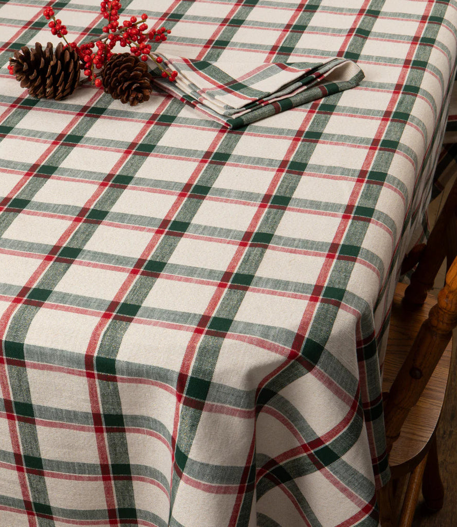 Noel Plaid Christmas Tablecloth 90 x 60"