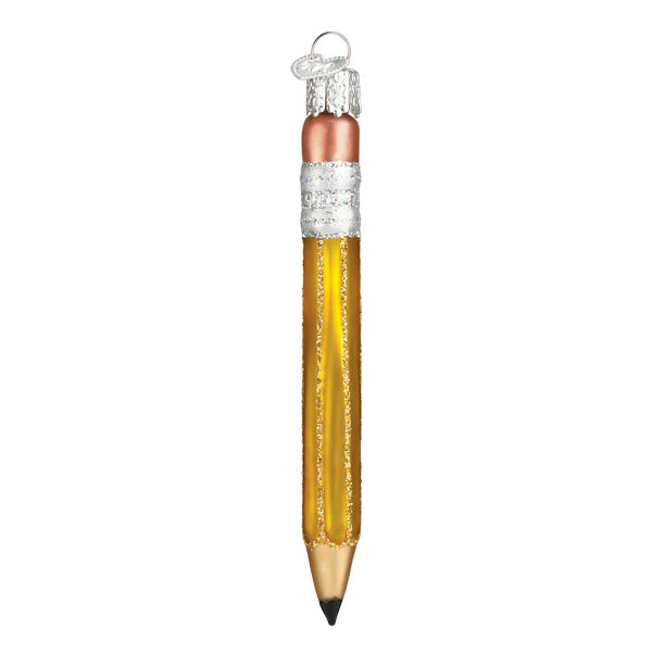 Yellow Pencil Glass Ornament  Old World Christmas   