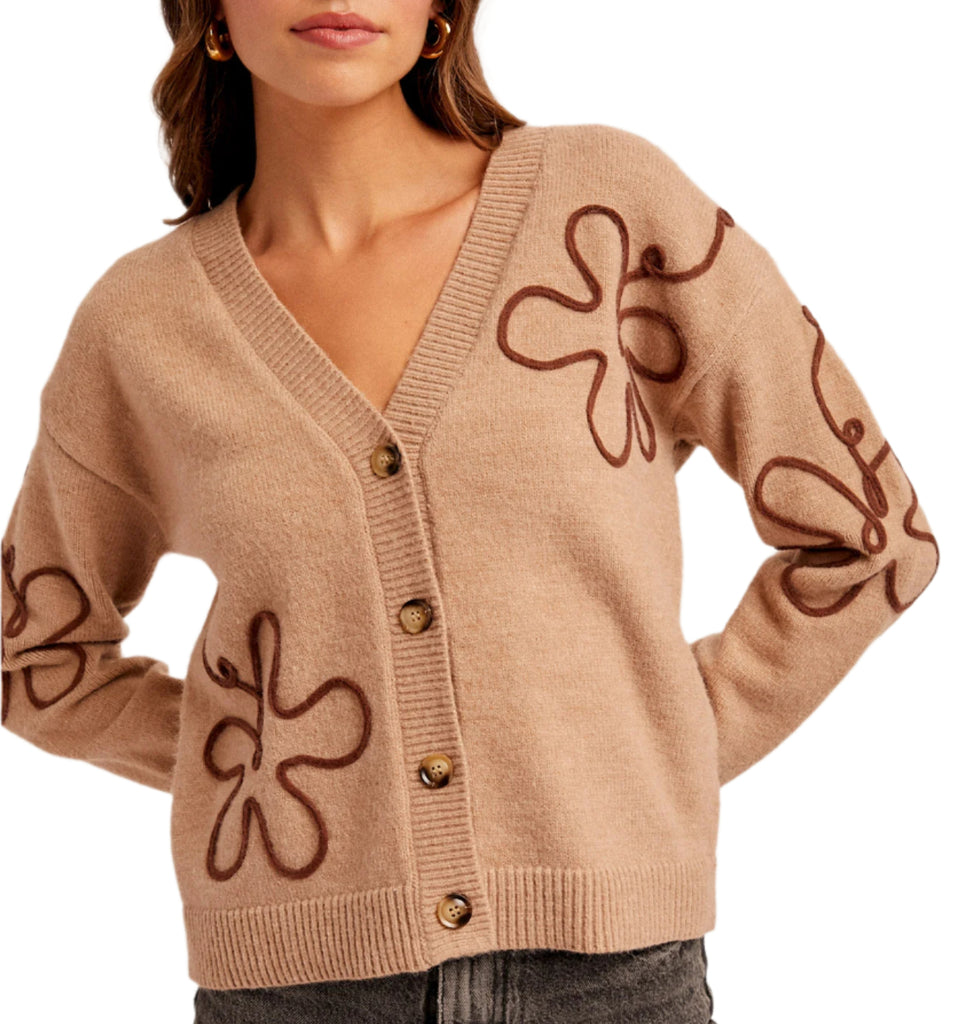 Floral Detail Button Down Cardigan
