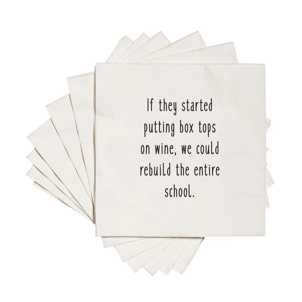 Box Tops On Wine Cocktail Napkins