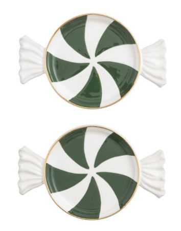 Green Candy Shaped Tidbit Plate Set
