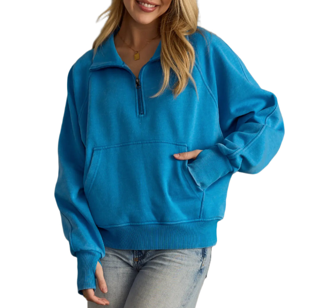Blue Quarter Zip Sweatshirt