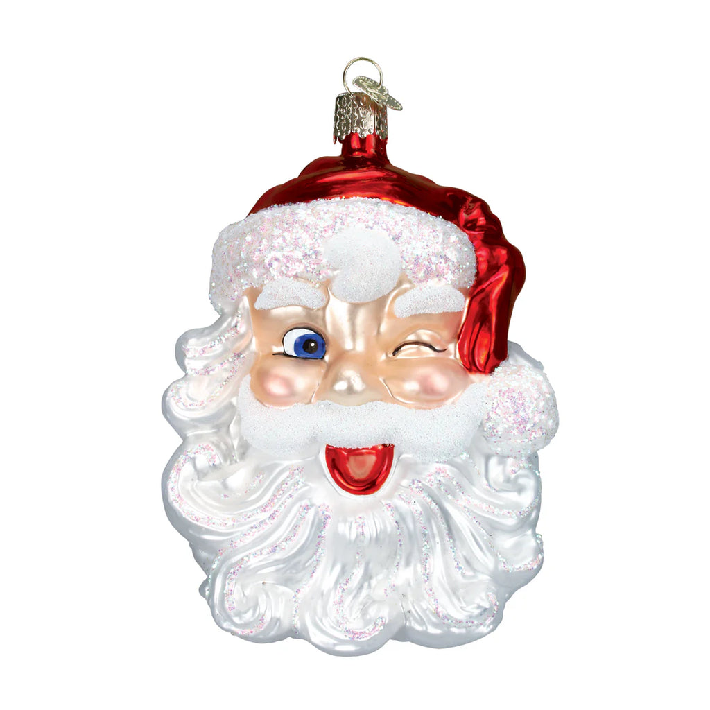 Winking Santa Glass Ornament  Old World Christmas   