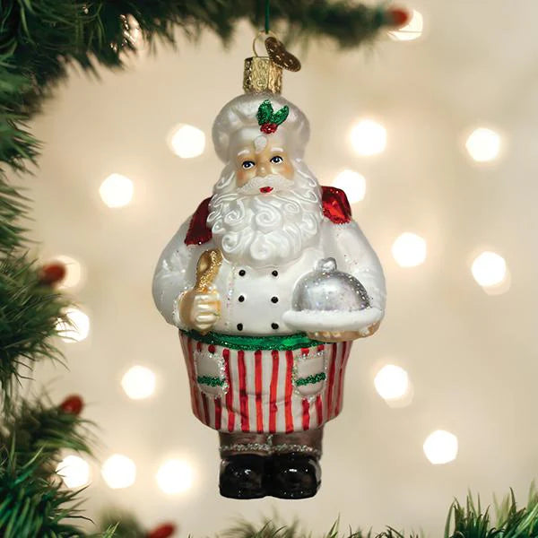 Chef Santa Glass Ornament  Old World Christmas   