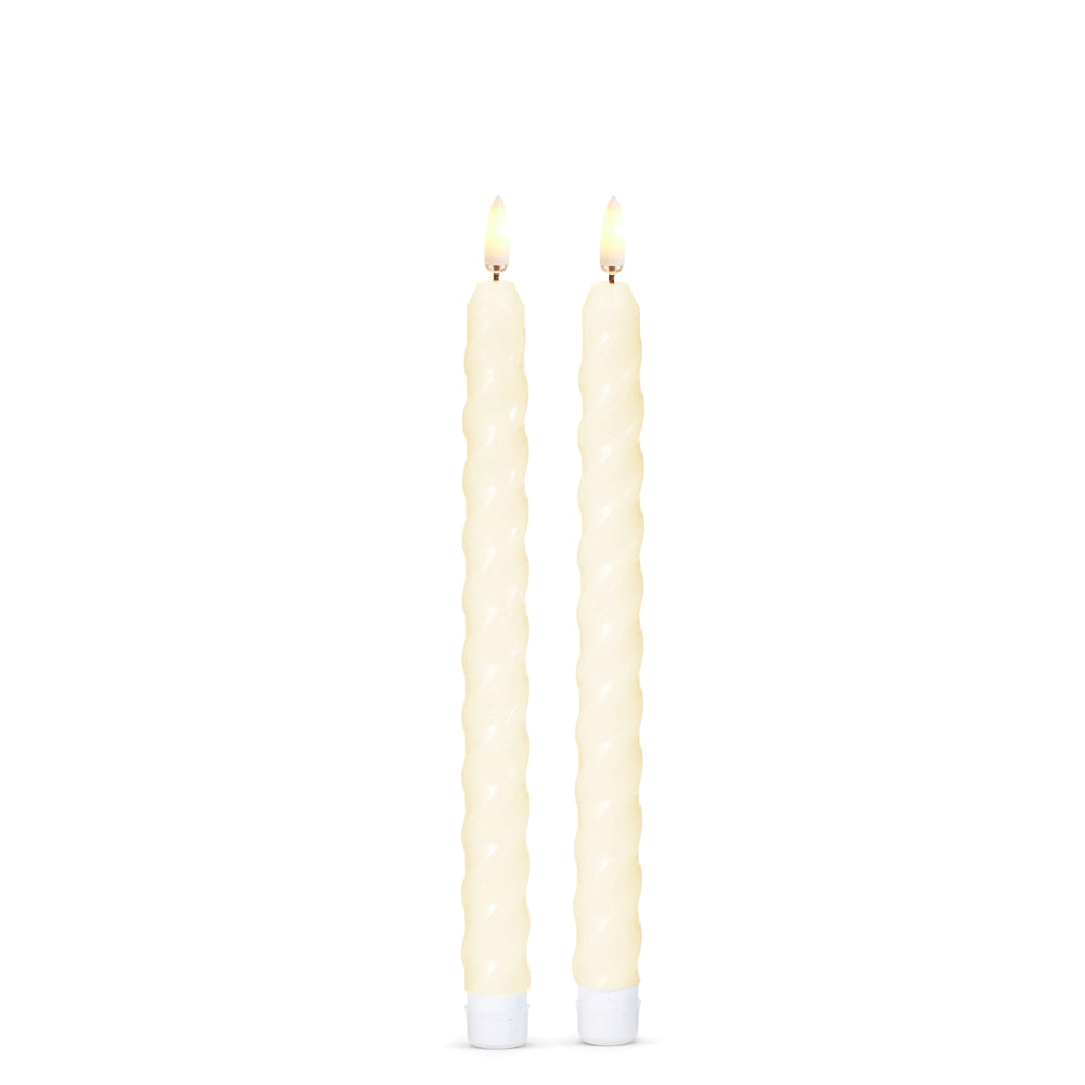 Ivory Twist Taper Flameless Candles
