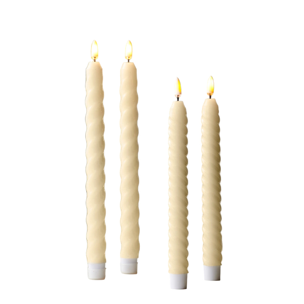 Ivory Twist Taper Flameless Candles