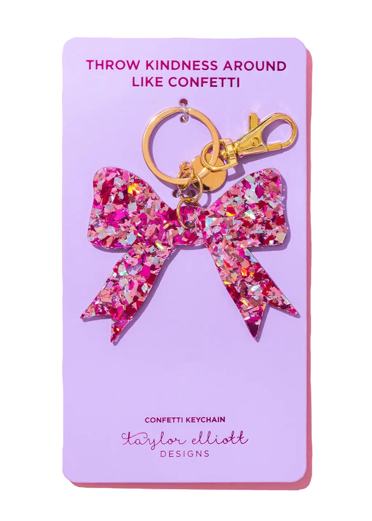 Pink Confetti Bow Keychain