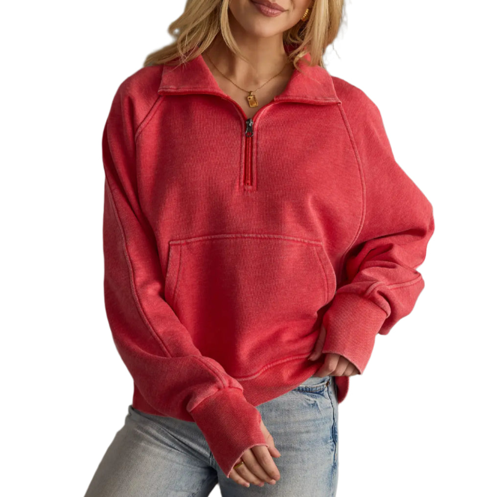 Red Quarter Zip Sweatshirt