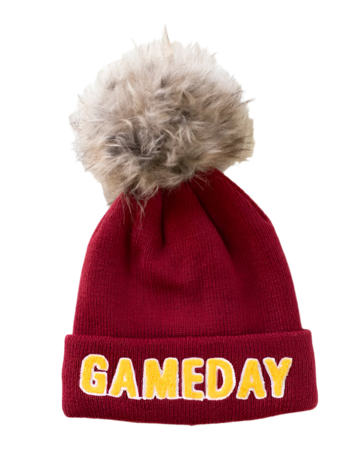 Maroon & Gold Game Day Pom Hat