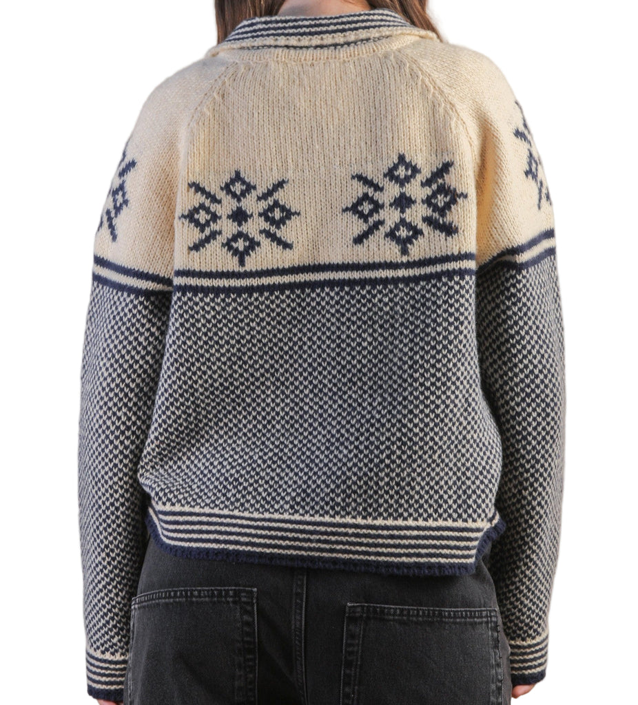 Graphic Collared Knit Cardigan