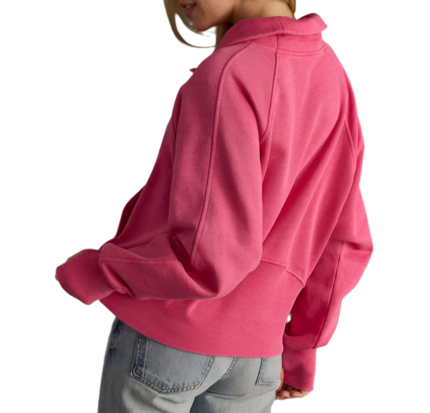 Bright Pink Quarter Zip Sweatshirt