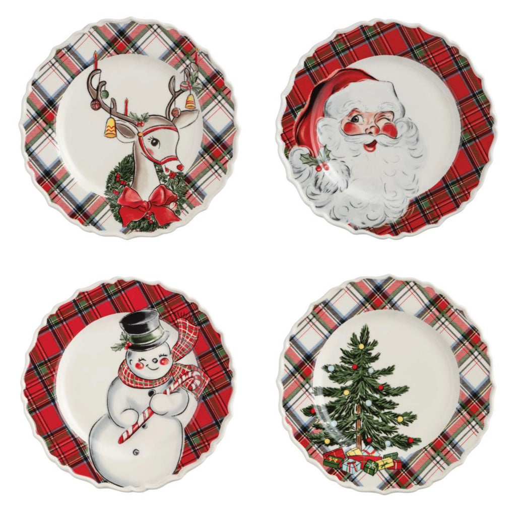 Christmas Tartan Rim Salad Plates