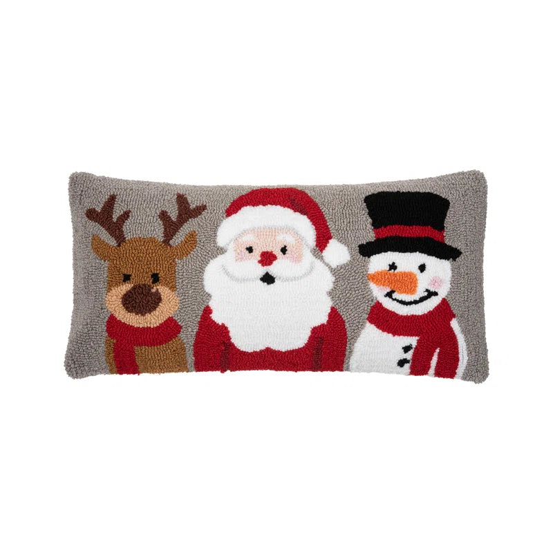 Christmas Buddies Trio Hooked Pillow  C & F   