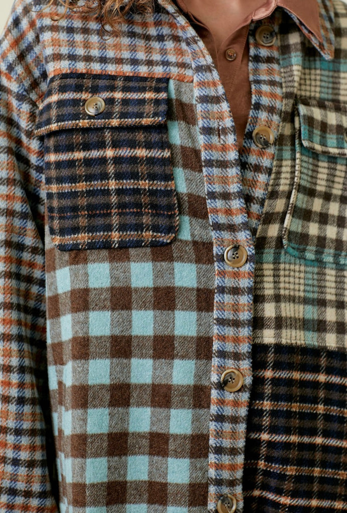 mint mixed plaid shacket