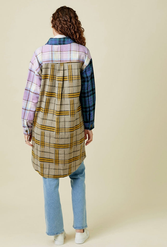 lavender mixed plaid shacket
