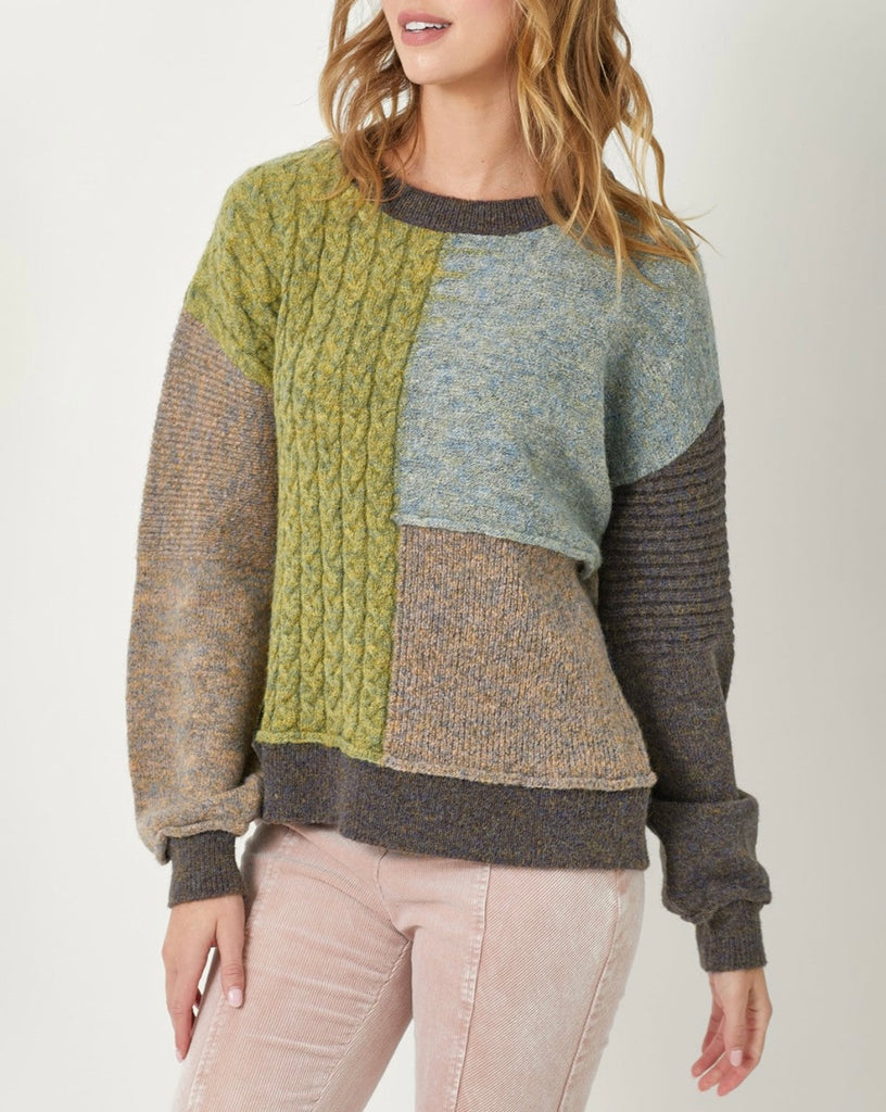 Cactus colored Mixed Weave Pullover Sweater