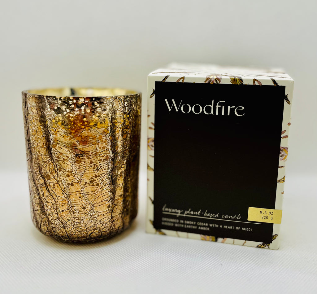 Woodfire Candles and Diffuser  Illume Small Crackle Glass Candle  