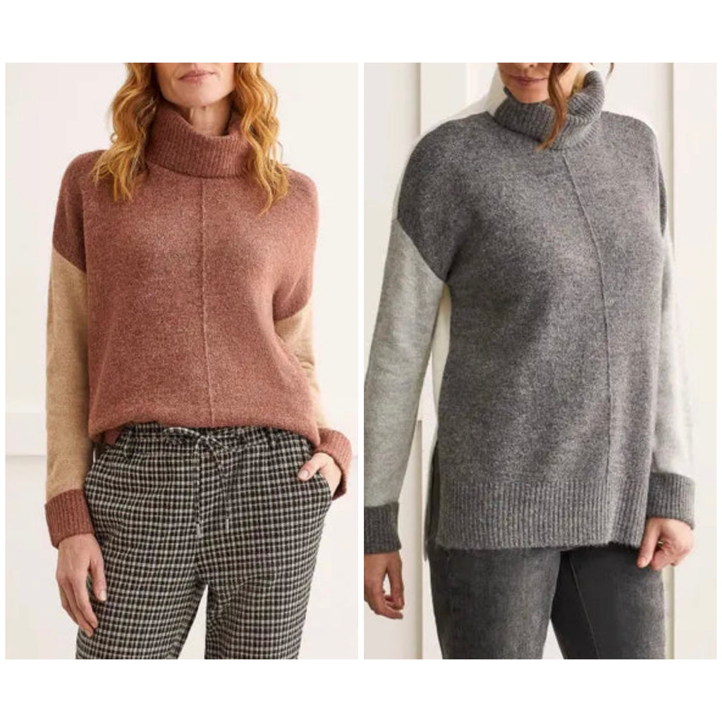 color block turtleneck