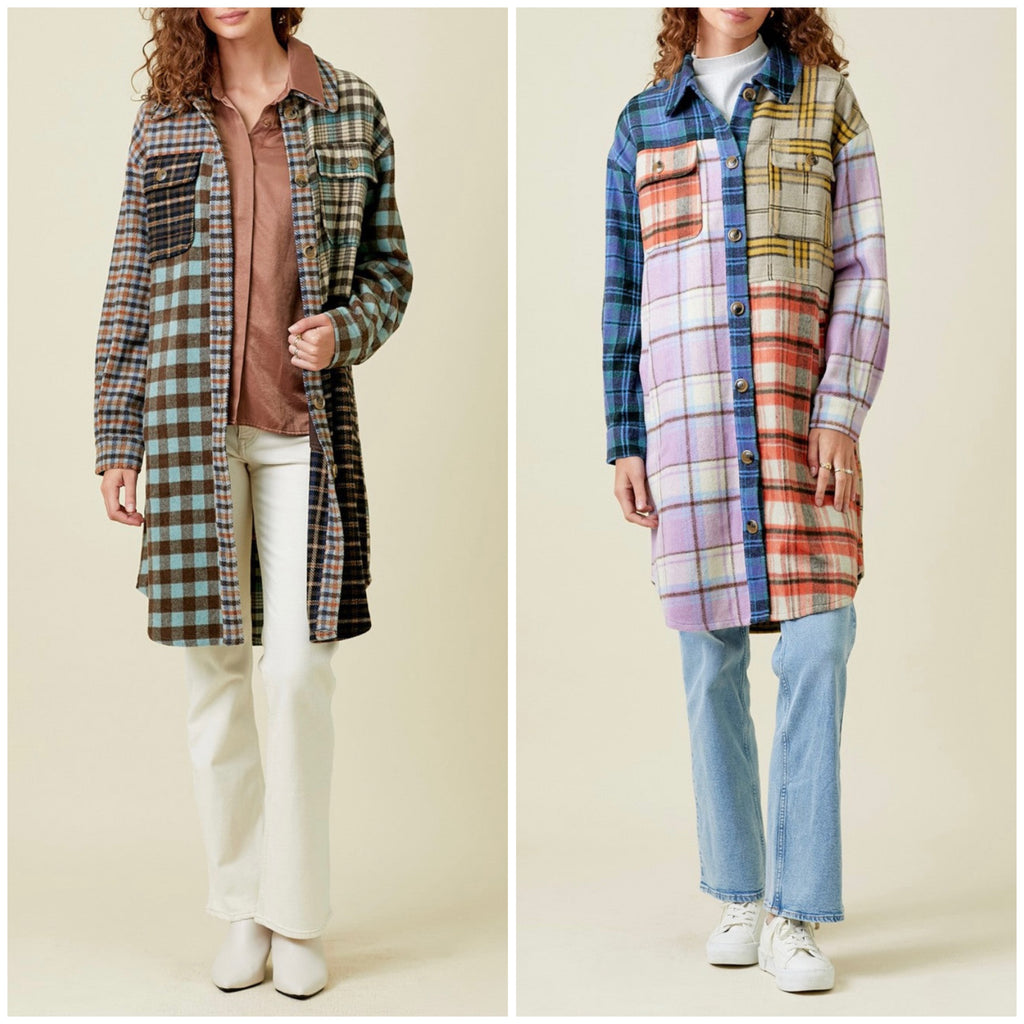 mixed plaid shacket