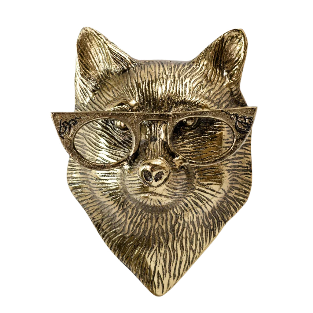 Gold Mustache Fox Wall Accent