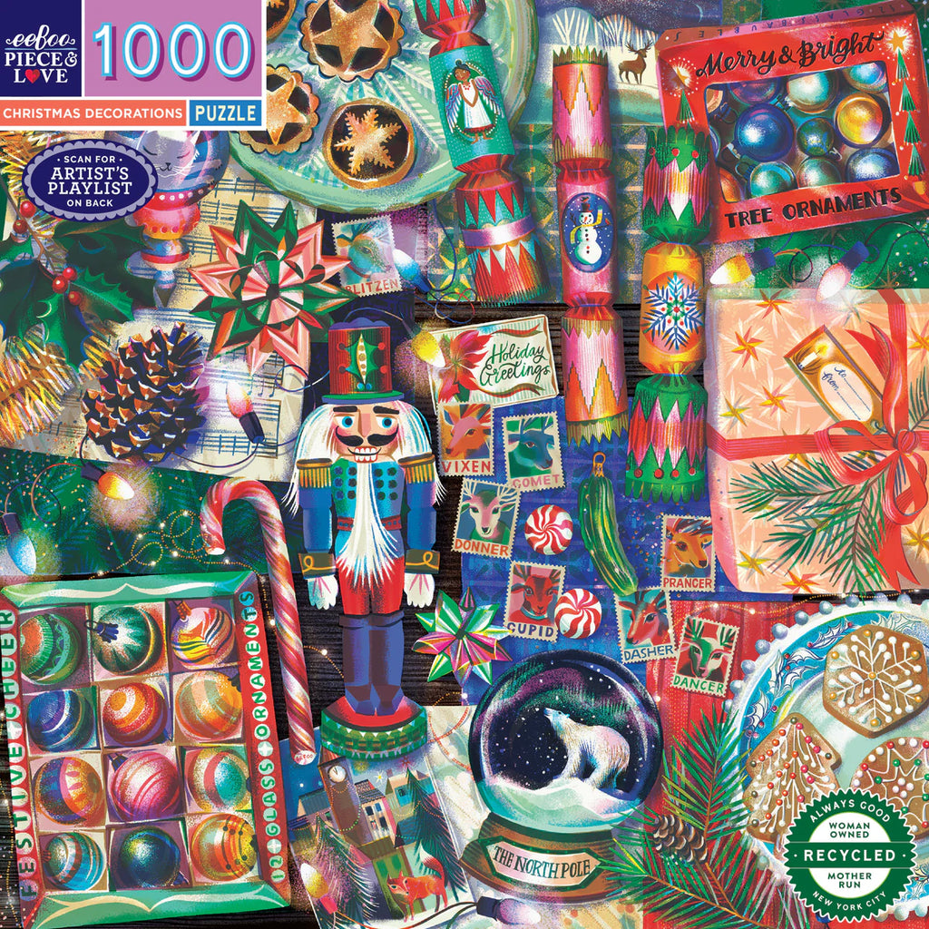 Christmas Decorations 1000 Pc Puzzle  Eeboo   