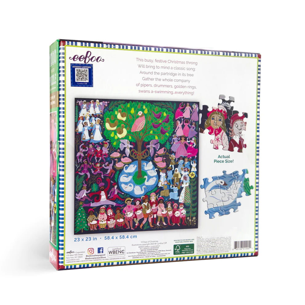 12 Days of Christmas 1000 Pc Puzzle  Eeboo   
